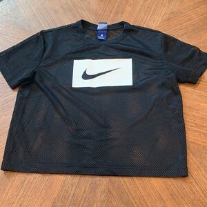 Nike Black Mesh Tee with White Logo NWOT